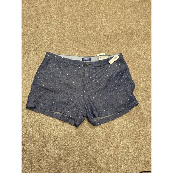 Old navy linen blend shorts womens sz 16 chambray navy dot shorts nwt - Picture 3 of 12